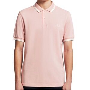 Fred Perry Men’s Twin Tipped Pink Polo with White Twin Tipping NWT Small